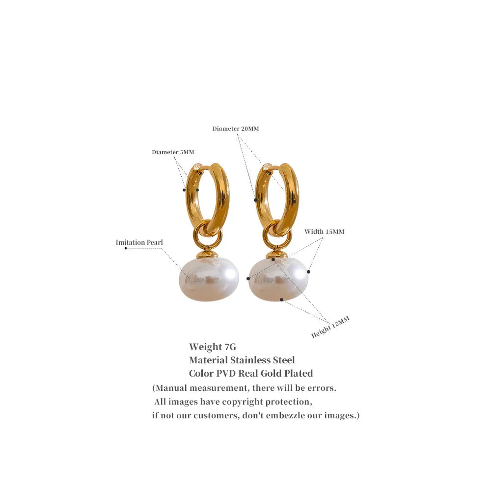 18K vergoldete Edelstahl-Ohrhänger mit natürlichen Perlen